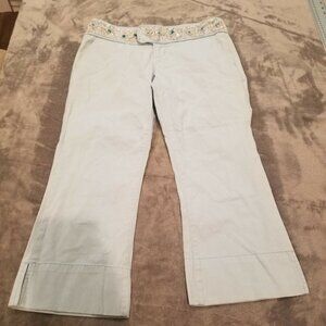 Twill Twenty Two Women's Mid-Rise Beaded Jeans Size 27 Washed Blue Denim Cotton
